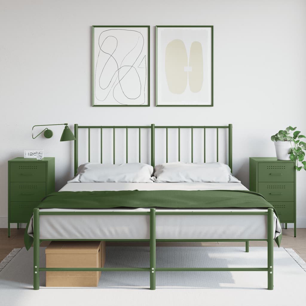 vidaXL Bedside Cabinets 2 pcs Olive Green 36x39x68 cm Steel