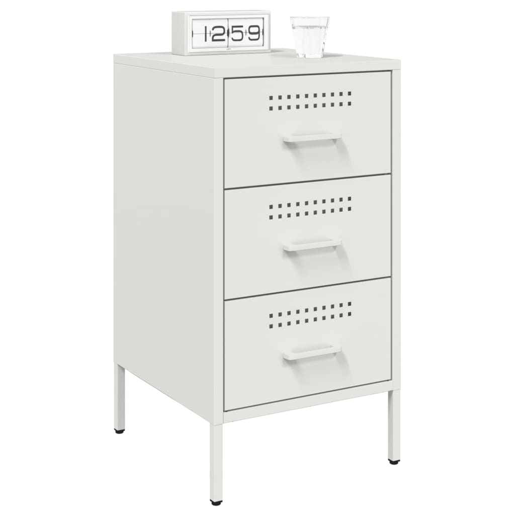 vidaXL Bedside Cabinet White 36x39x68 cm Steel