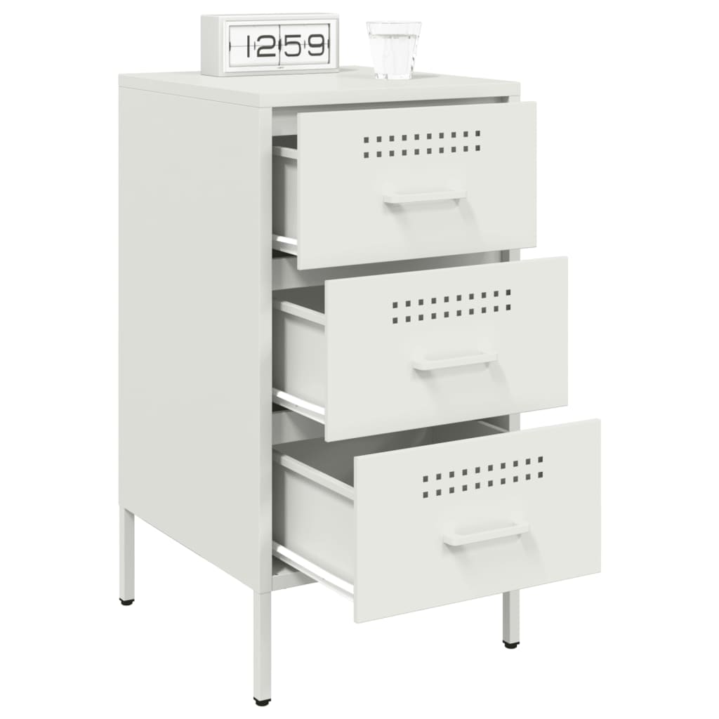 vidaXL Bedside Cabinet White 36x39x68 cm Steel