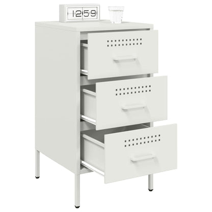 vidaXL Bedside Cabinet White 36x39x68 cm Steel
