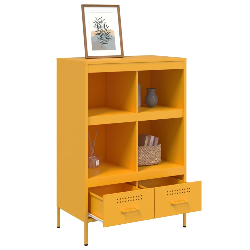 vidaXL Highboard Mustard Yellow 68x39x101.5 cm Steel
