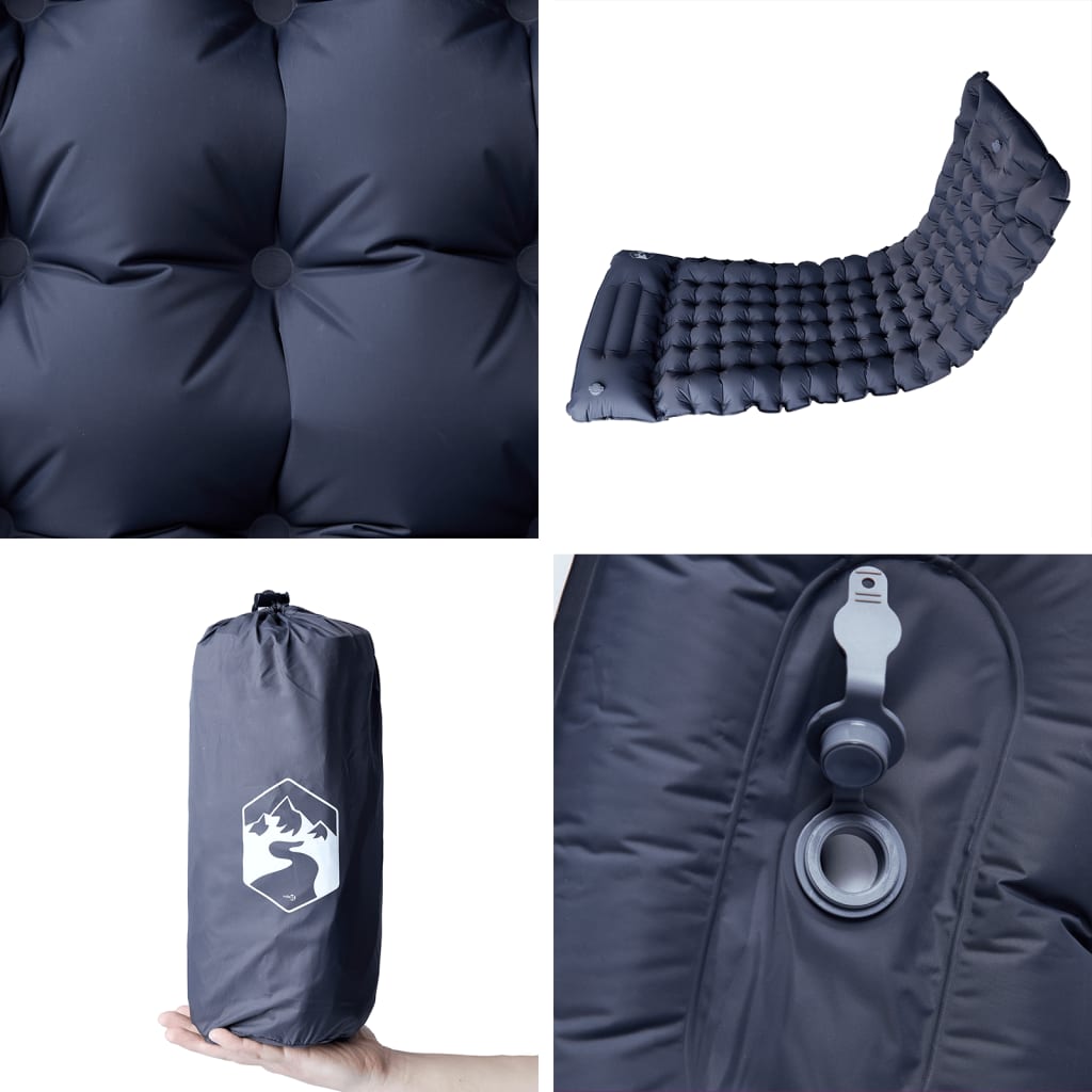 vidaXL Self Inflating Camping Mattress with Pillow 1-Person Grey