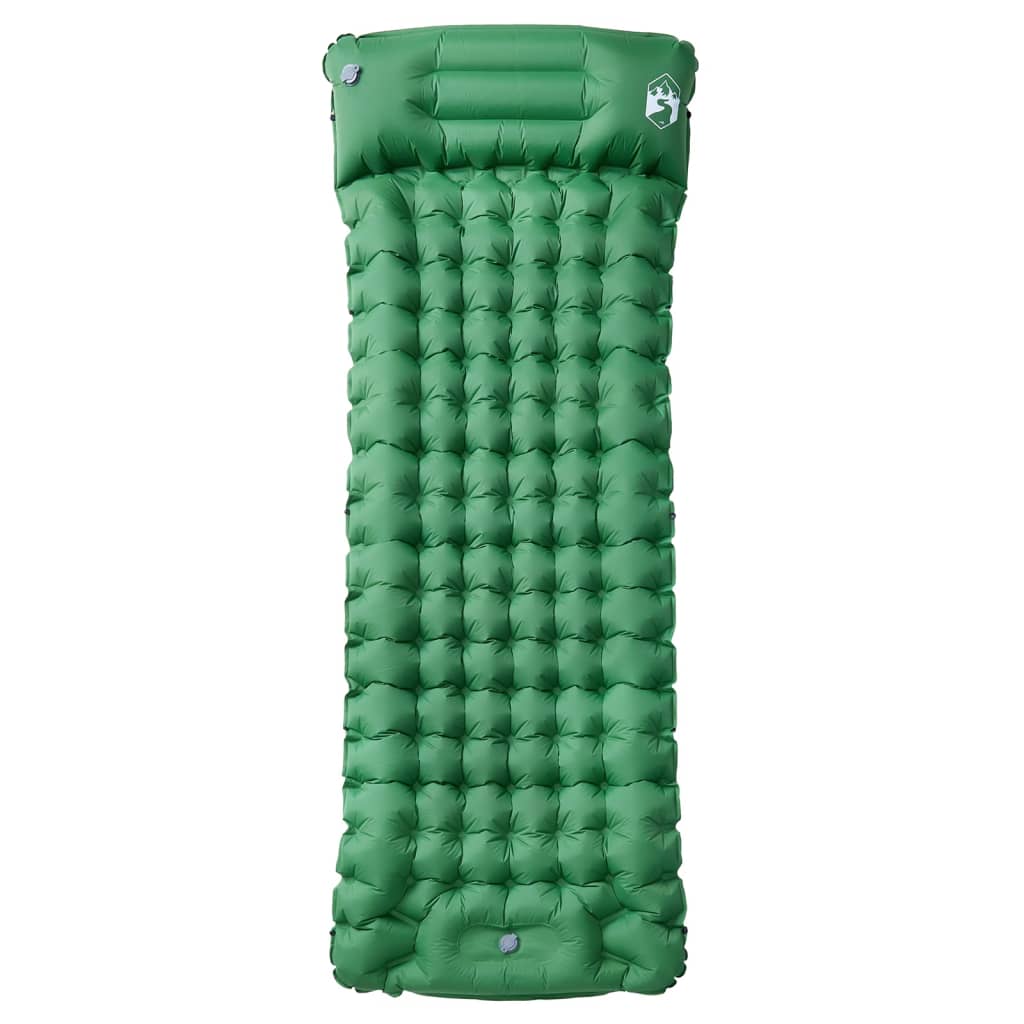 vidaXL Self Inflating Camping Mattress with Pillow 1-Person Green