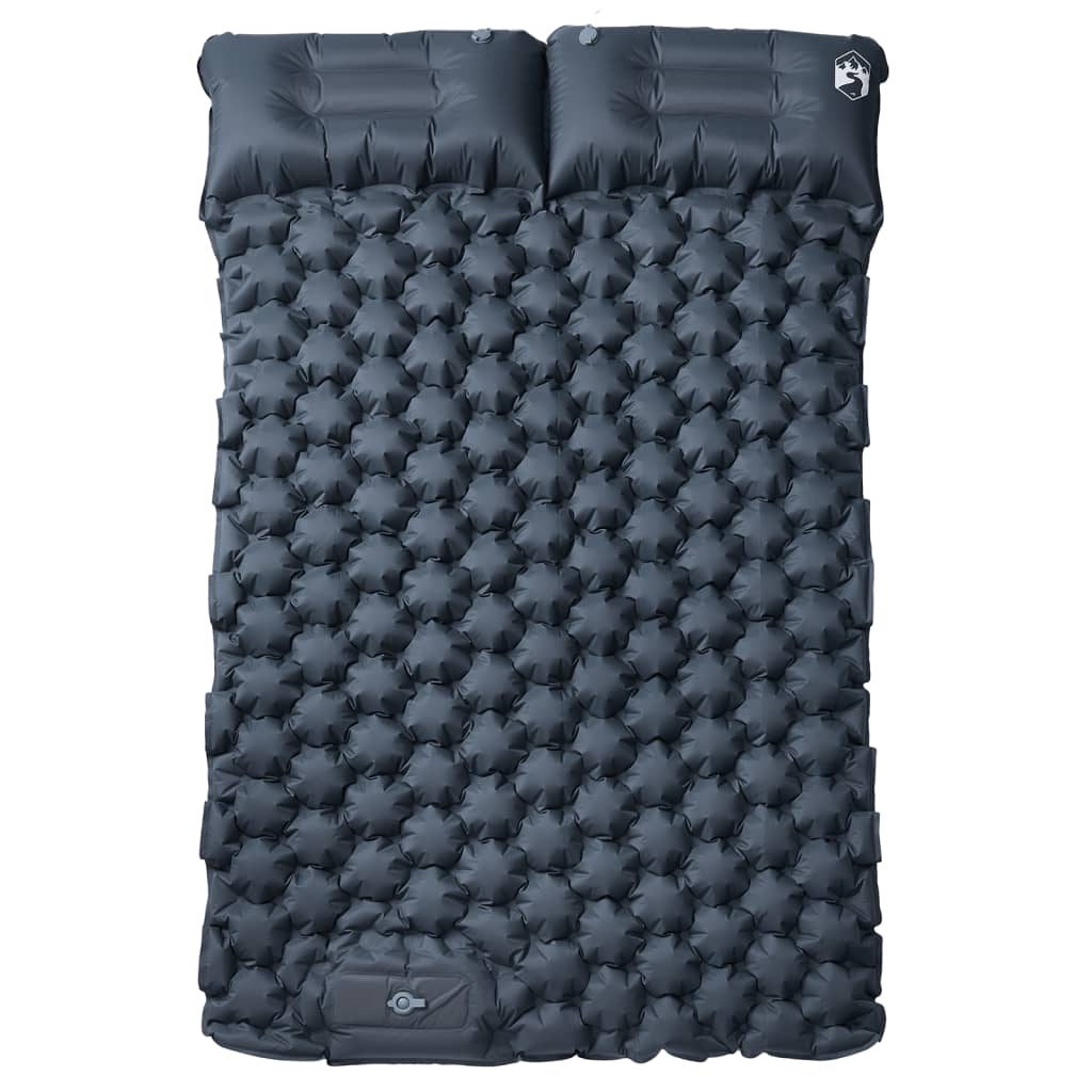 vidaXL Self Inflating Camping Mattress with Pillows 2-Person Grey