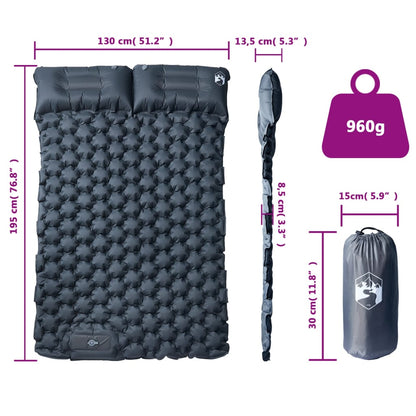 vidaXL Self Inflating Camping Mattress with Pillows 2-Person Grey