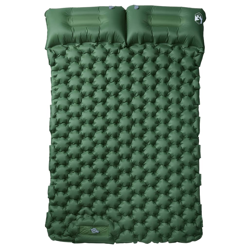 vidaXL Self Inflating Camping Mattress with Pillows 2-Person Green