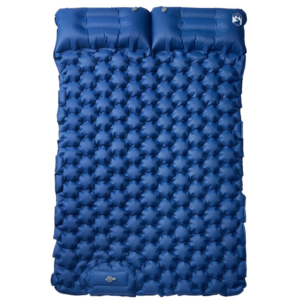 vidaXL Self Inflating Camping Mattress with Pillows 2-Person Navy Blue