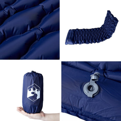 vidaXL Self Inflating Camping Mattress with Pillow 1-Person Navy Blue