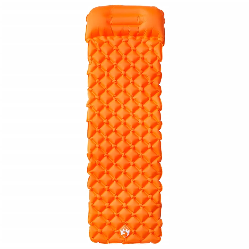 vidaXL Inflating Camping Mattress with Pillow 1-Person Orange
