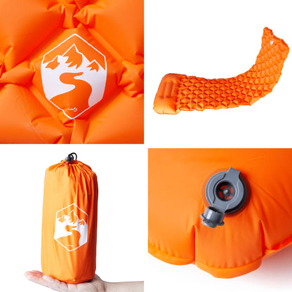 vidaXL Inflating Camping Mattress with Pillow 1-Person Orange