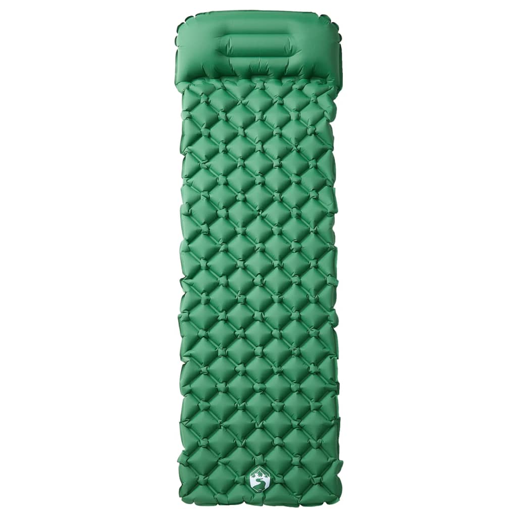 vidaXL Inflating Camping Mattress with Pillow 1-Person Green