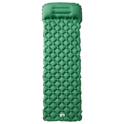 vidaXL Inflating Camping Mattress with Pillow 1-Person Green