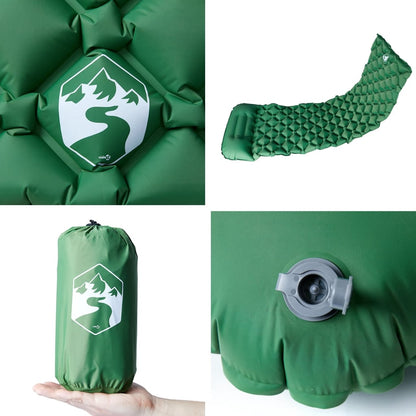 vidaXL Inflating Camping Mattress with Pillow 1-Person Green