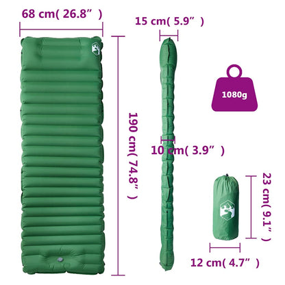 vidaXL Self Inflating Camping Mattress with Pillow 1-Person Green