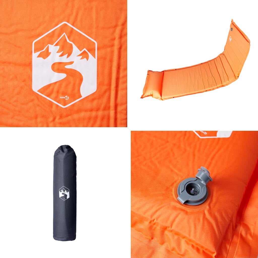 vidaXL Self Inflating Camping Mattress with Pillow 1-Person Orange