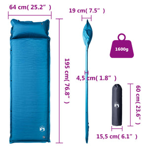 vidaXL Self Inflating Camping Mattress with Integrated Pillow Turquoise