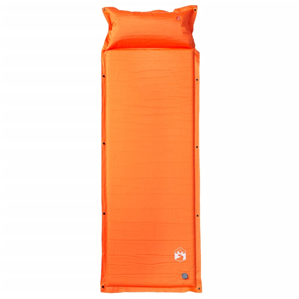 vidaXL Self Inflating Camping Mattress with Pillow 1-Person Orange