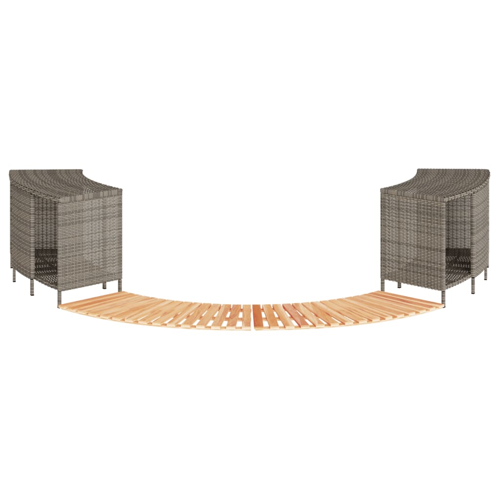 vidaXL Hot Tub Surround Grey Poly Rattan and Solid Wood Acacia