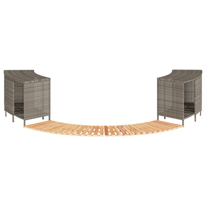 vidaXL Hot Tub Surround Grey Poly Rattan and Solid Wood Acacia