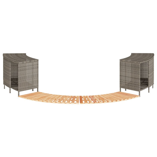 vidaXL Hot Tub Surround Grey Poly Rattan and Solid Wood Acacia