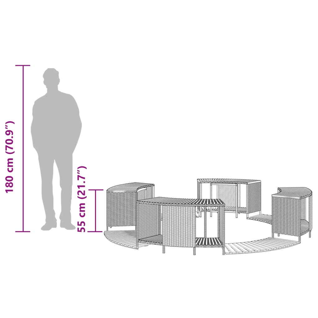 vidaXL Hot Tub Surround Grey Poly Rattan and Solid Wood Acacia