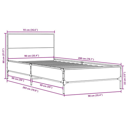 vidaXL Bed Frame without Mattress Brown Oak 90x200 cm