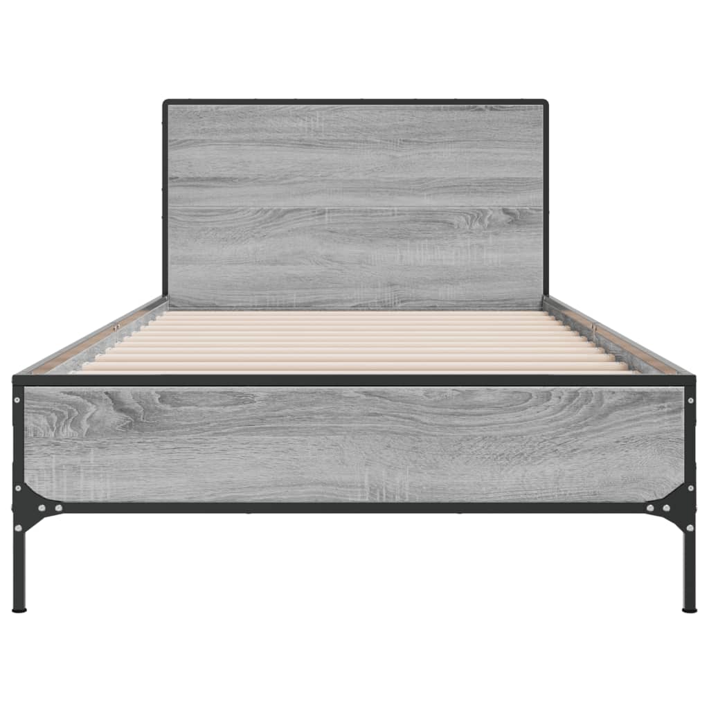 vidaXL Bed Frame without Mattress Grey Sonoma 100x200 cm