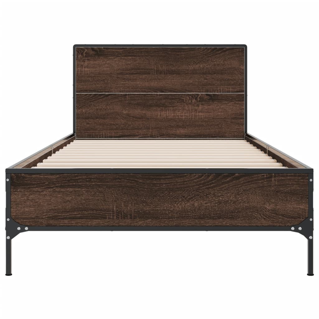 vidaXL Bed Frame without Mattress Brown Oak 100x200 cm