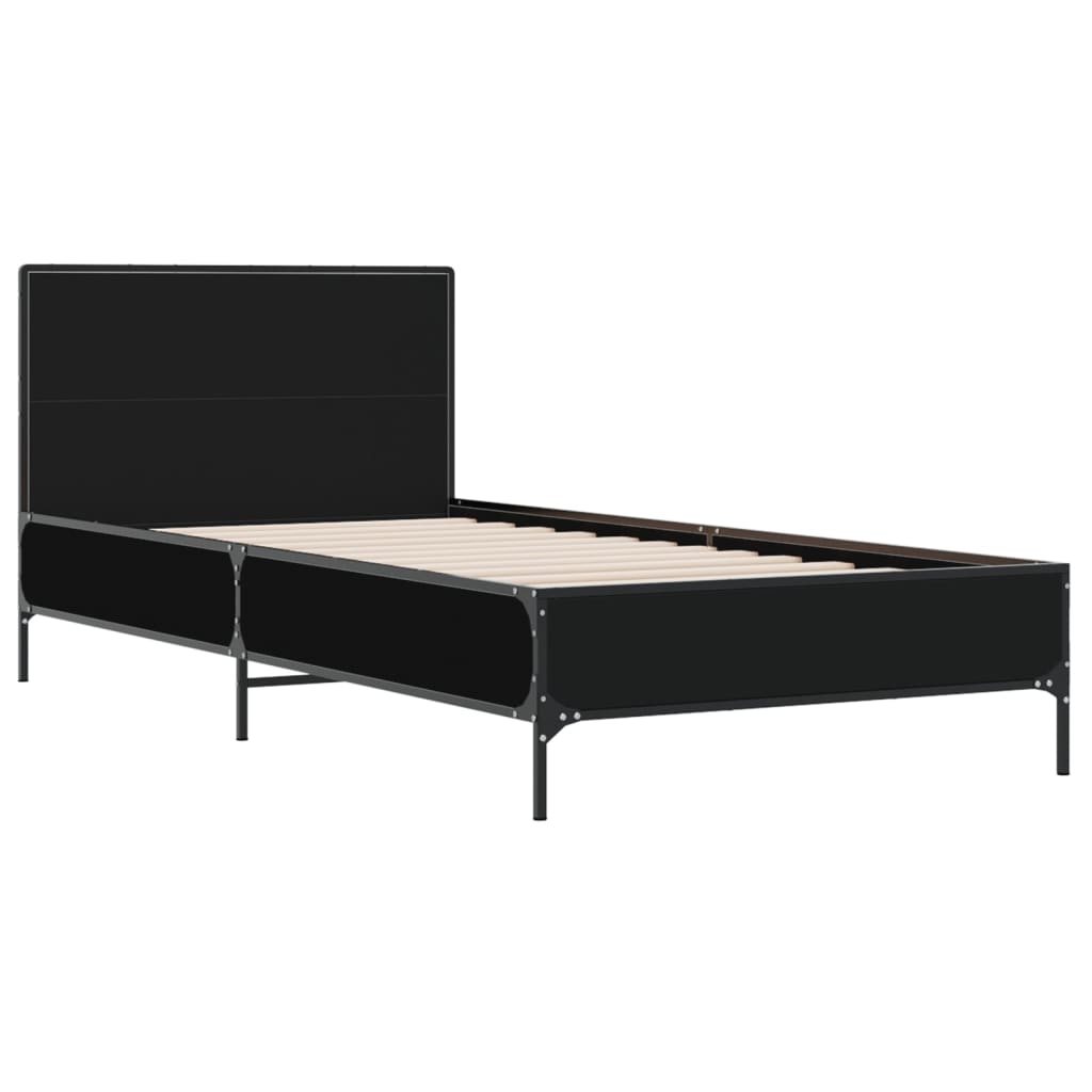 vidaXL Bed Frame without Mattress Black 75x190 cm Small Single