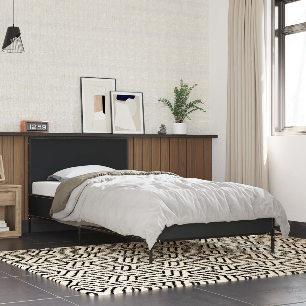 vidaXL Bed Frame without Mattress Black 75x190 cm Small Single