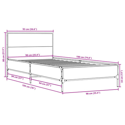 vidaXL Bed Frame without Mattress Brown Oak 90x190 cm Single