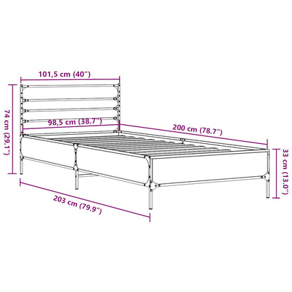 vidaXL Bed Frame without Mattress Black 100x200 cm