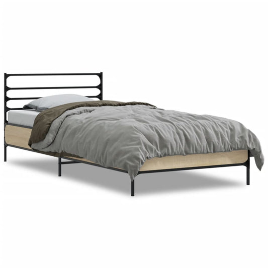 vidaXL Bed Frame | Sonoma Oak | Engineered Wood, Metal | Single | Durable