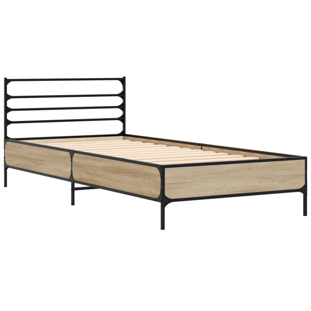 vidaXL Bed Frame | Sonoma Oak | Engineered Wood, Metal | Single | Durable