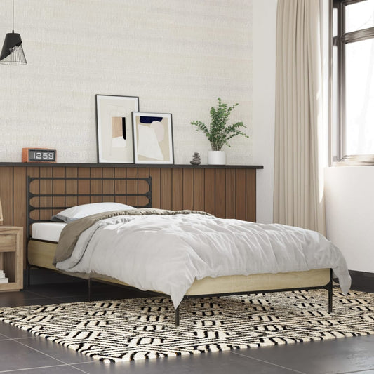vidaXL Bed Frame | Sonoma Oak | Engineered Wood, Metal | Single | Durable