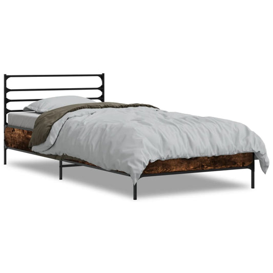 vidaXL Bed Frame | Smoked oak | Engineered wood, metal | Single | Durable