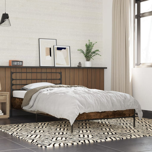 vidaXL Bed Frame | Smoked oak | Engineered wood, metal | Single | Durable