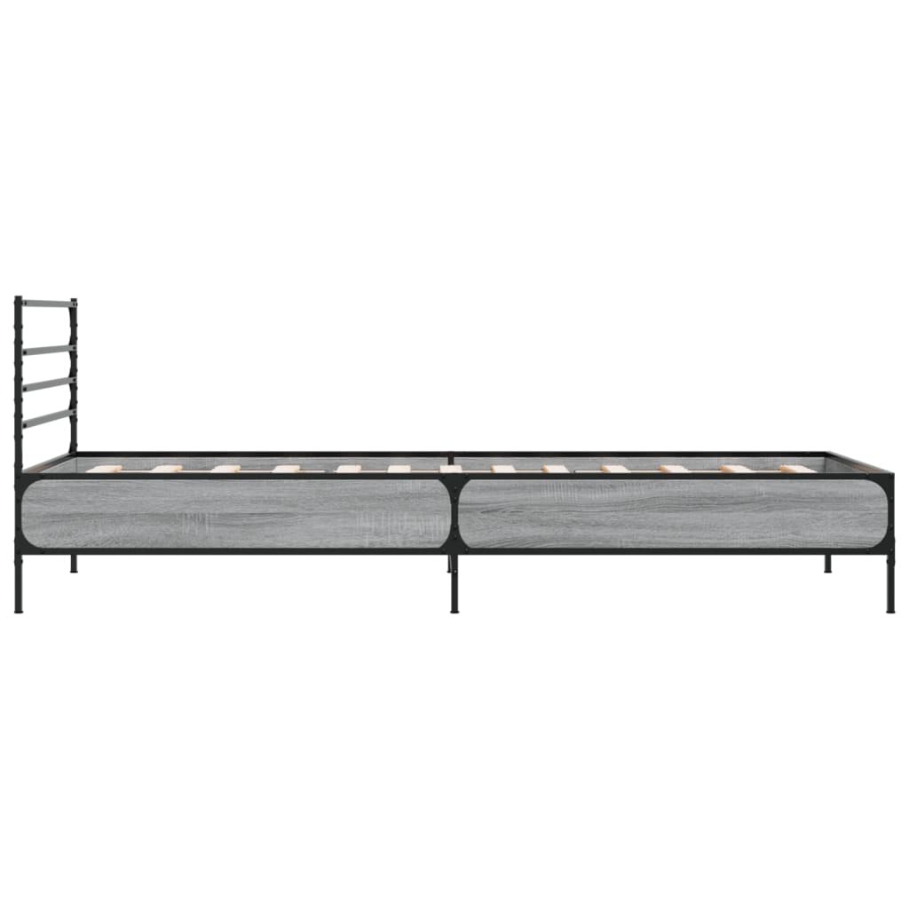 vidaXL Bed Frame | Grey Sonoma | Engineered wood, Metal, Plywood | Single