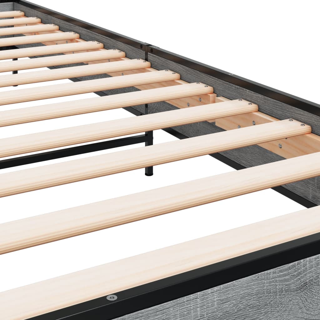 vidaXL Bed Frame | Grey Sonoma | Engineered wood, Metal, Plywood | Single