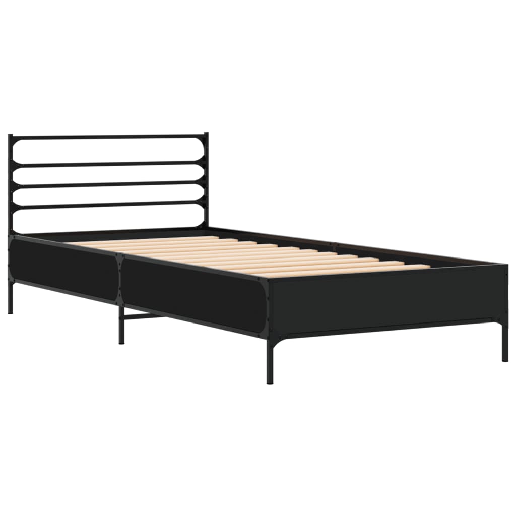 vidaXL Bed Frame without Mattress Black 75x190 cm Small Single