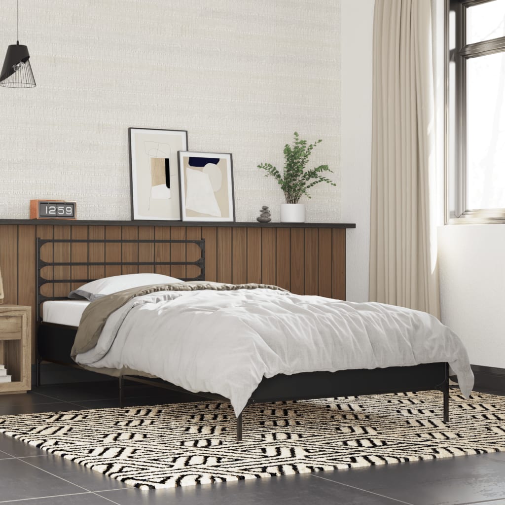 vidaXL Bed Frame without Mattress Black 75x190 cm Small Single
