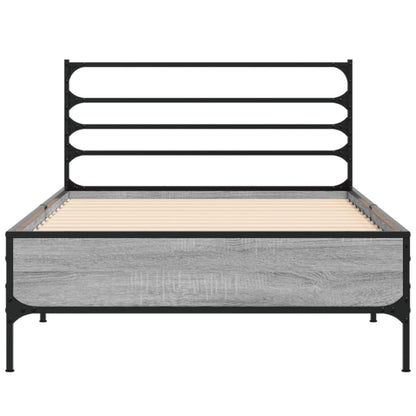vidaXL Bed Frame without Mattress Grey Sonoma 75x190 cm Small Single