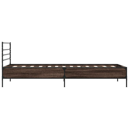 vidaXL Bed Frame | Brown Oak | Engineered wood, Metal | Small Single |  Durable