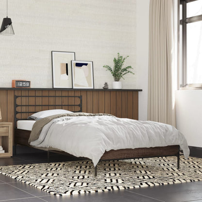 vidaXL Bed Frame | Brown Oak | Engineered wood, Metal | Small Single |  Durable