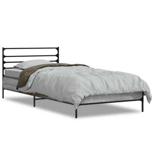 vidaXL Bed Frame without Mattress Grey Sonoma 90x190 cm Single