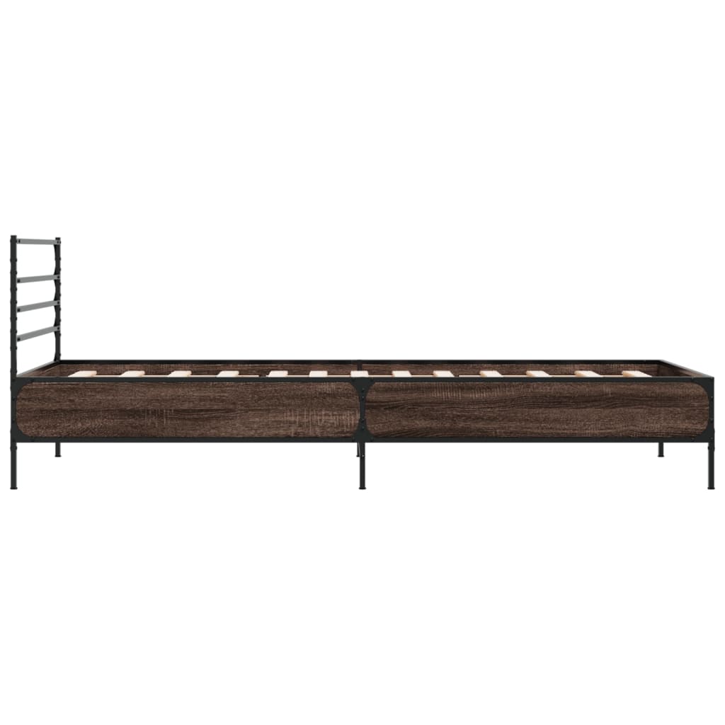 vidaXL Bed Frame | Brown Oak | Engineered wood with metal legs | Single