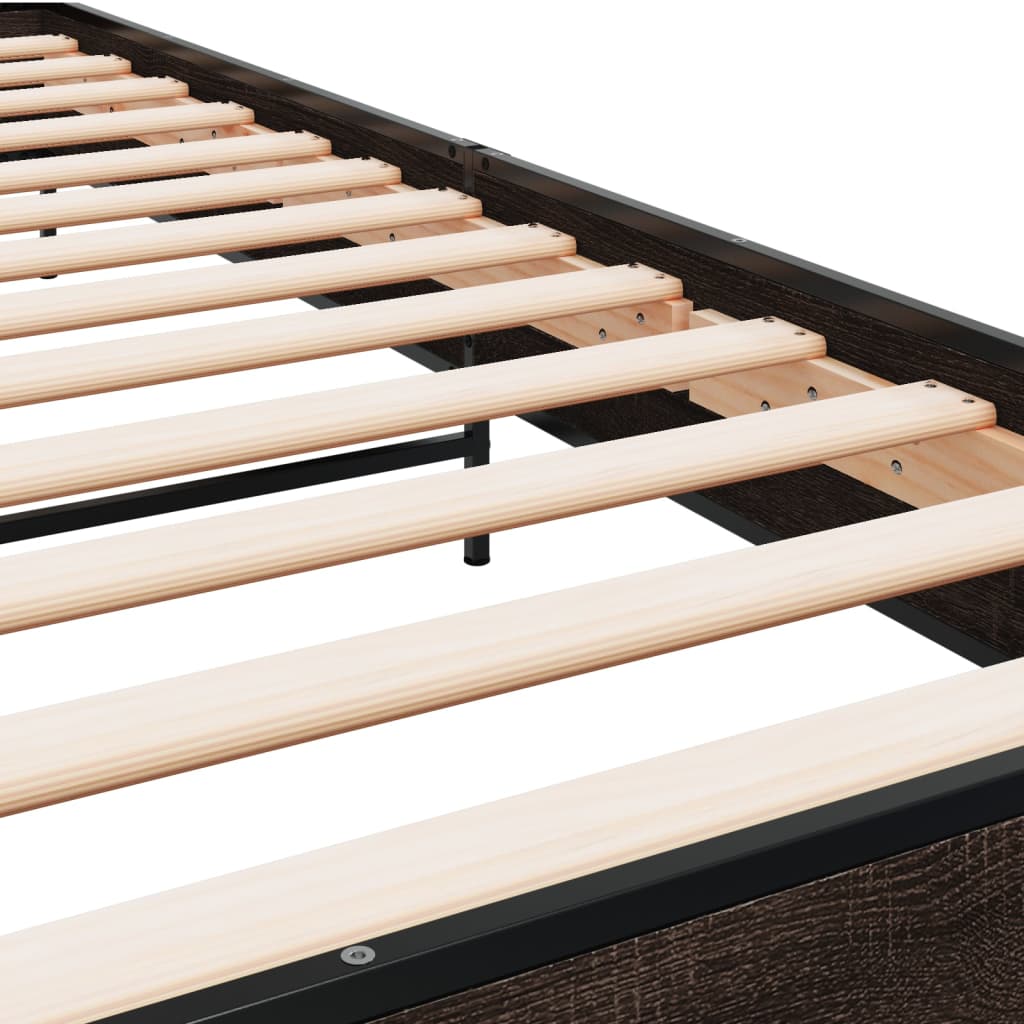 vidaXL Bed Frame | Brown Oak | Engineered wood with metal legs | Single