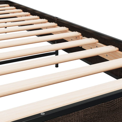 vidaXL Bed Frame | Brown Oak | Engineered wood with metal legs | Single