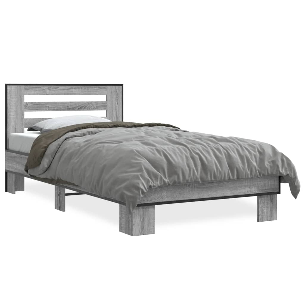vidaXL Bed Frame | Grey Sonoma | Engineered wood, metal | Single