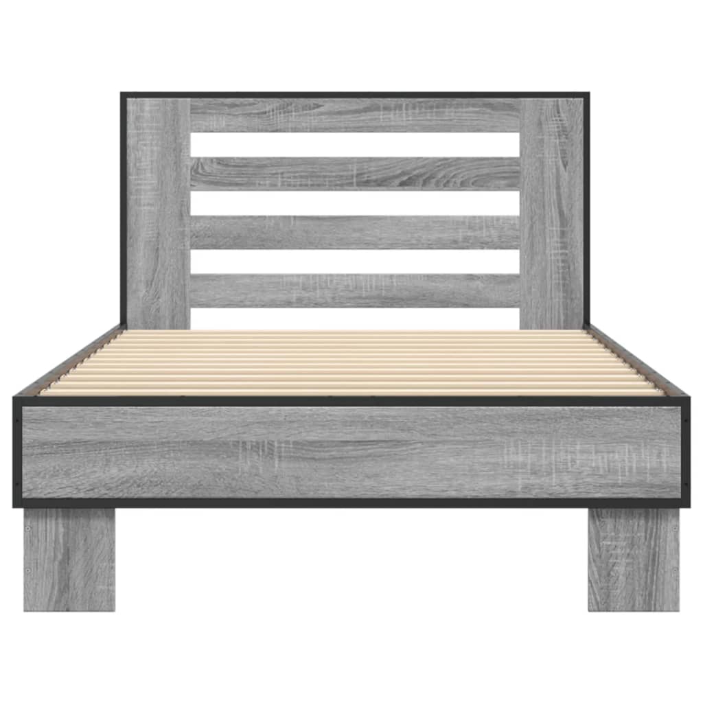 vidaXL Bed Frame | Grey Sonoma | Engineered wood, metal | Single